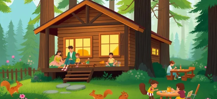 家族向けの森の小屋映画