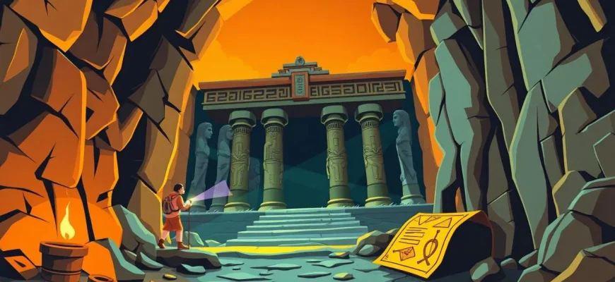 古代の墓を探るアドベンチャー映画