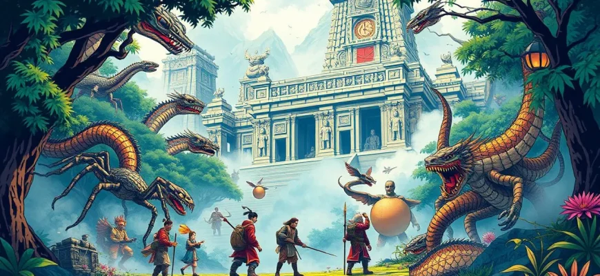 古代の怪物を探る冒険映画