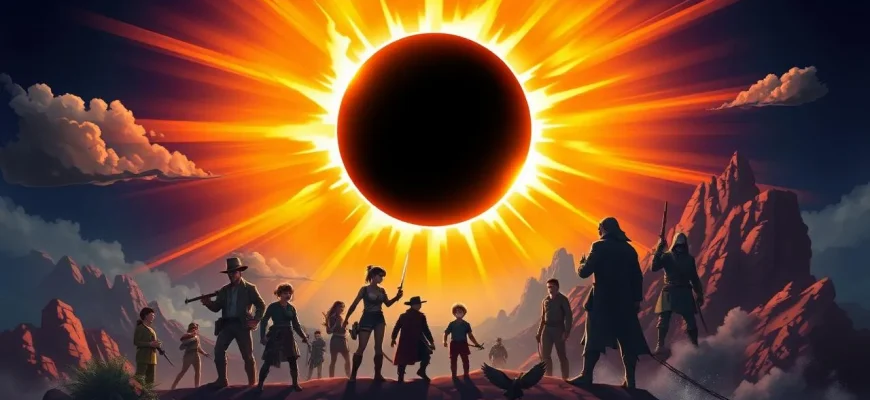 太陽の日食と冒険の映画