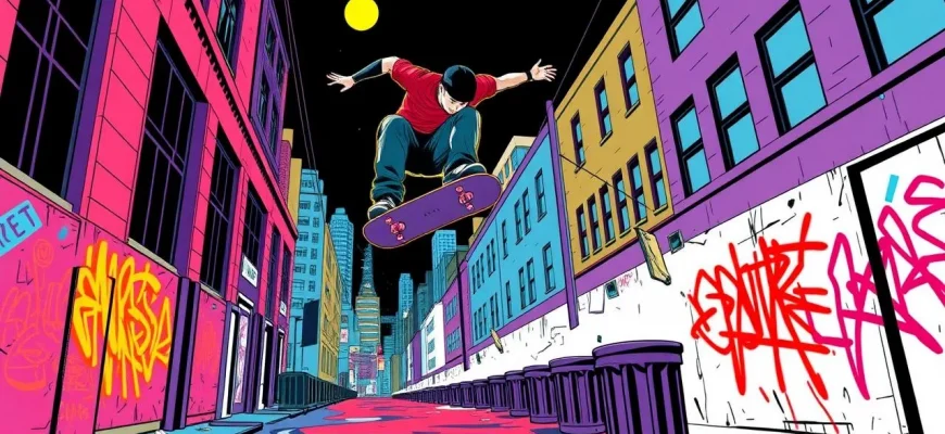 スケートボードのスリラーフィルム