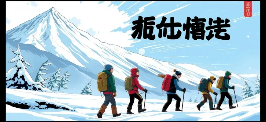 雪の嵐の中の冒険映画